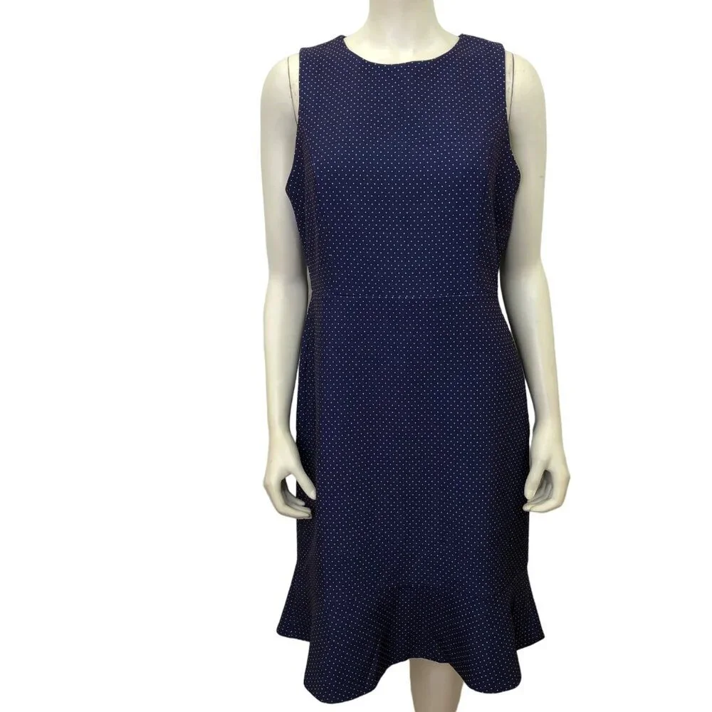J CREW NAVY POLKA DOT SHEATH‎ DRESS SIZE 10